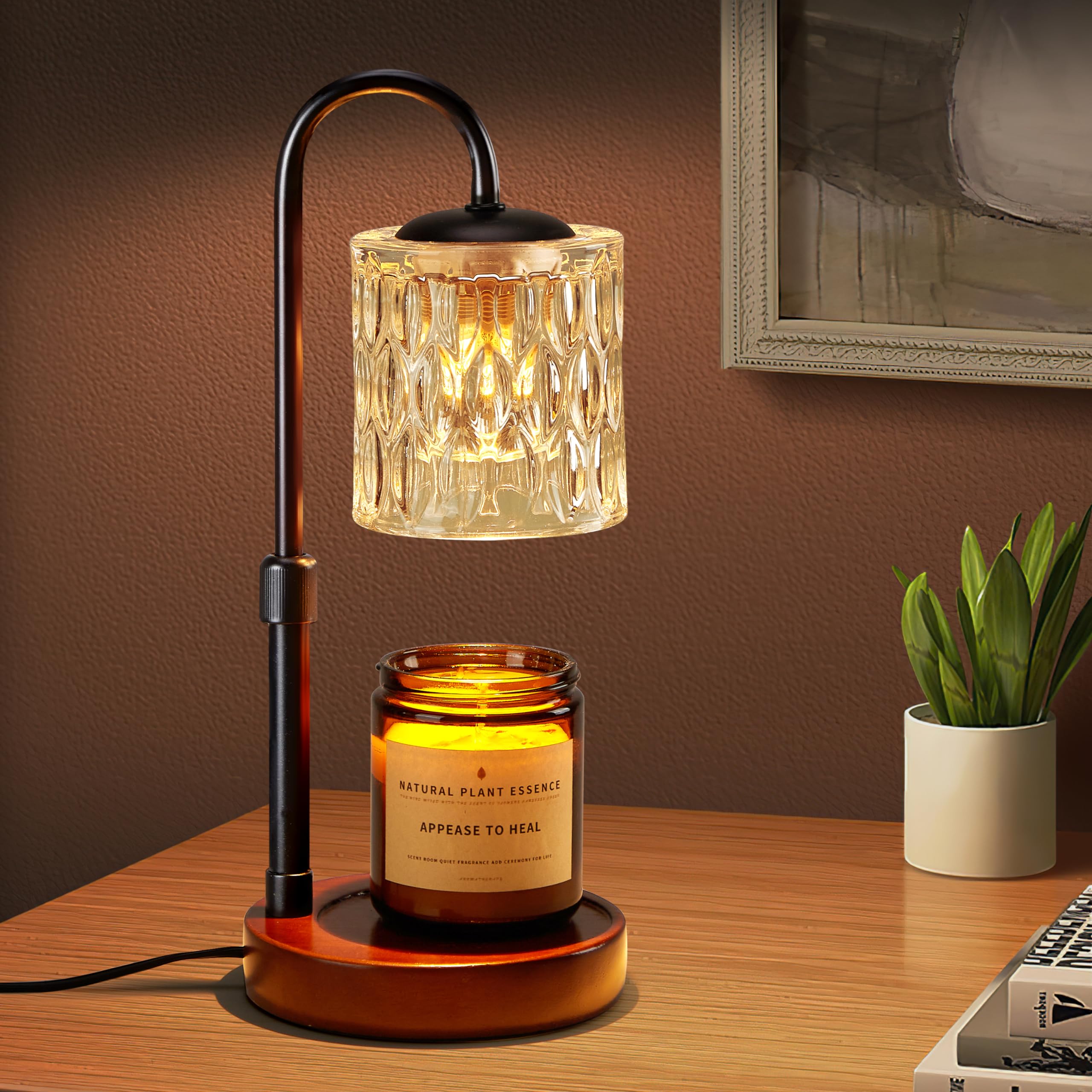 Briever Dimmable Candle Warmer Lamp with Timer, Height Adjustable Electric Candl