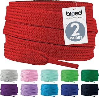 biped Laces 2 Pairs of Flat Polyester Laces, Width 10 mm, Laces for Trainers and Sports Shoes, Tear-Resistant and Washable Z2913
