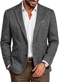 PJ PAUL JONES Mens Vintage Herringbone Tweed Jacket in British Wool Blend