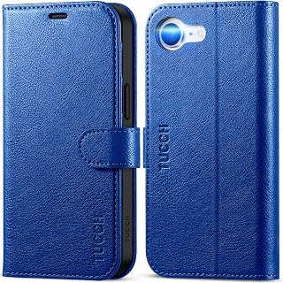 TUCCH iPhone 17e Compatible Case Notebook Type for iPhone 16e Notebook Case 2026 Release 6.1 inch Texture Klein Blue