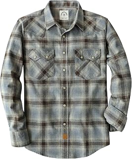 Dubinik® 6.3oz Flannel Shirt for Men Western Long Sleeve Cotton Snap Cowboy