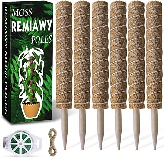 Moss Pole 68 Inch, 6 Pack Plant Moss Pole for Plants Monstera, 15.6 Inch Coir Totem Sticks for Climbing Support Extension Indoor Sticks with 65 Feet Garden Twist Tie