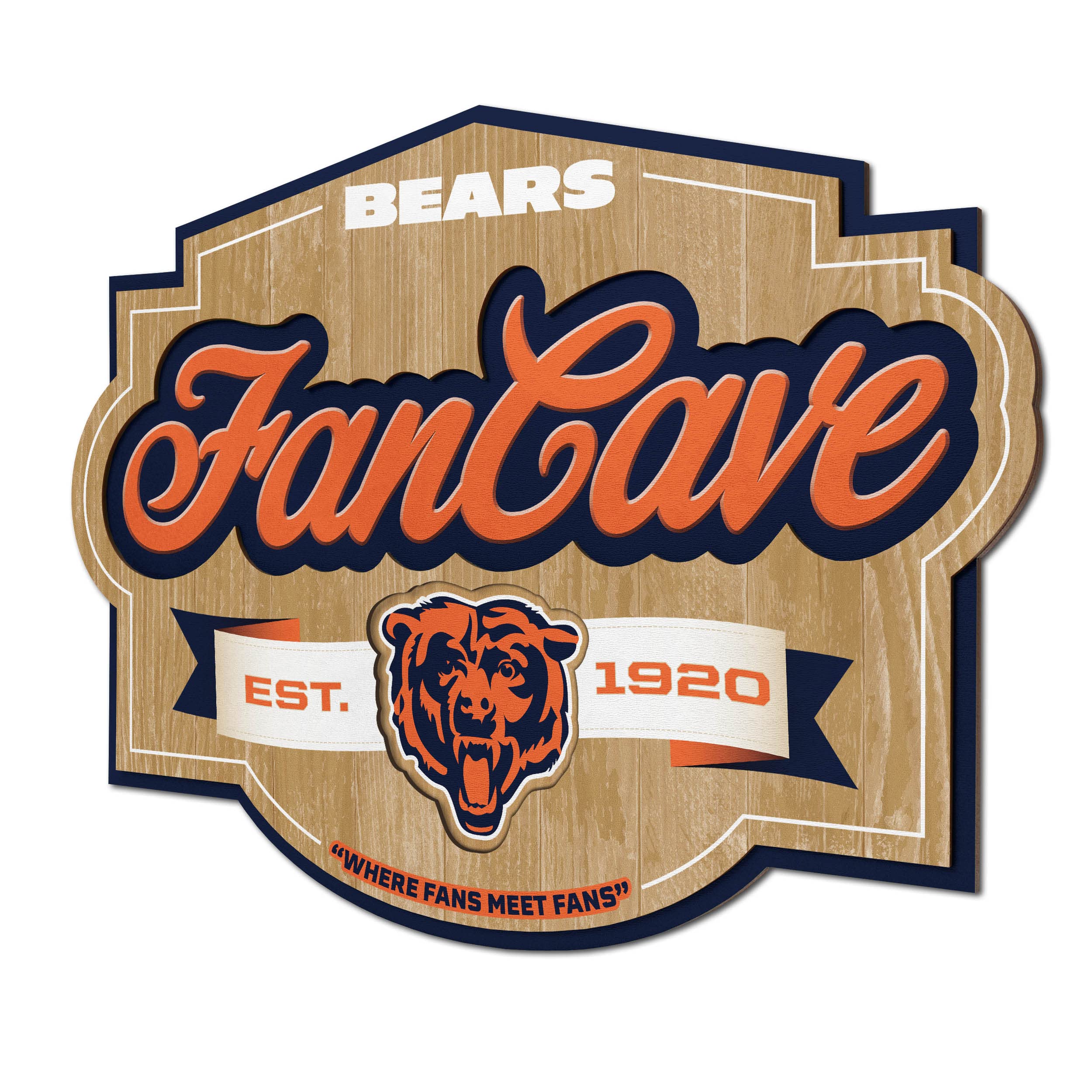 YouTheFan NFL Chicago Bears FanCave Wall Art | Ready-To-Hang, 3D Multi-Layered C