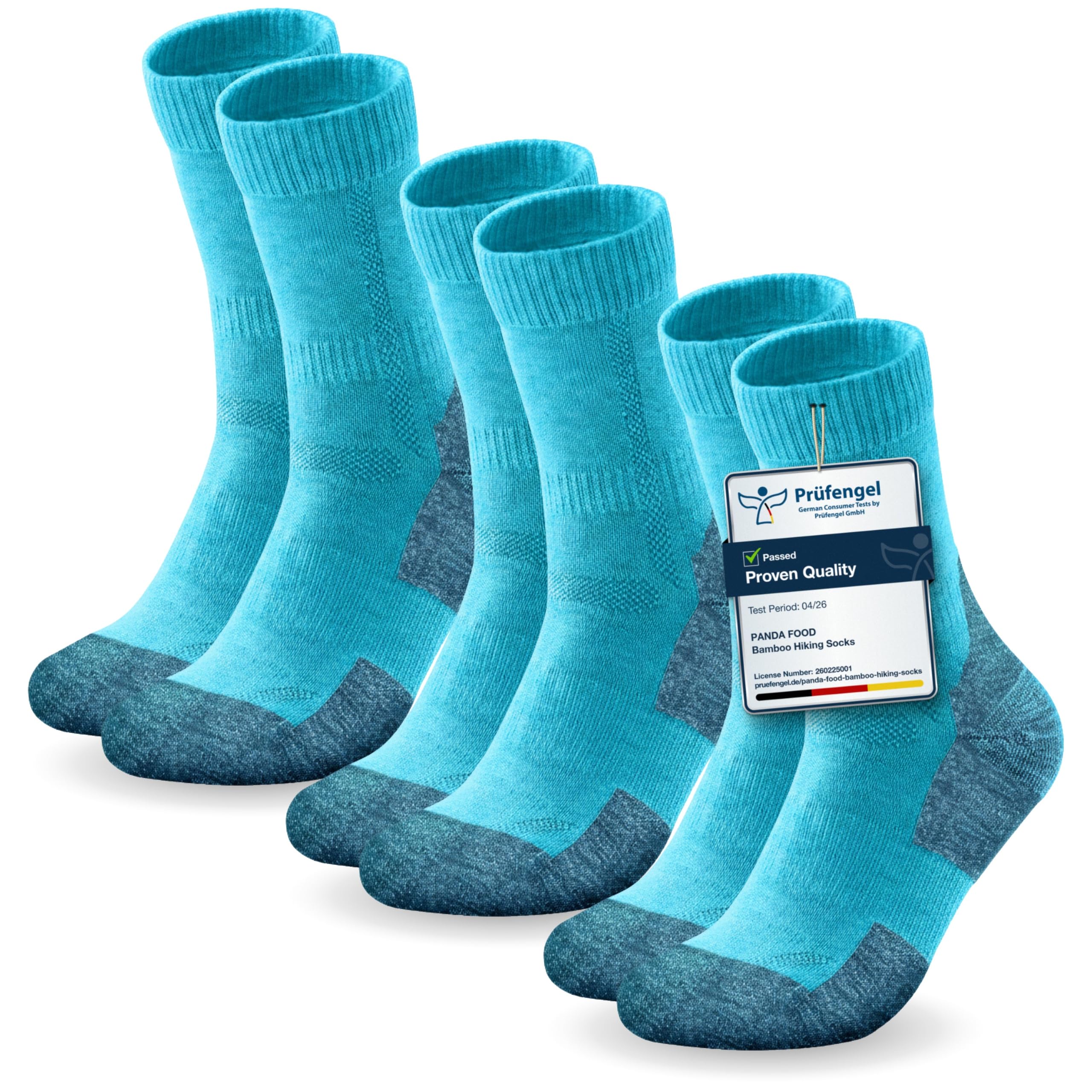 PANDA FOOD Bamboo Rayon Hiking Socks, Anti-Blister, Warm Breathable Padded Sport