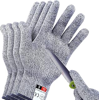 THOMEN 4 PCS (M+L) Cut Resistant Gloves Level 5 Protection for Kitchen, Upgrade Safety Anti Cutting Gloves for Meat Cutting