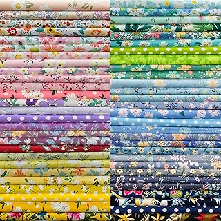 10"x10" 50pcs Cotton Fabric Squares for Sewing Quilting Supplies-Floral | Good quality fat quarters fabric bundles 100% cotton beautiful patterns fabric squares perfect for quilting projects