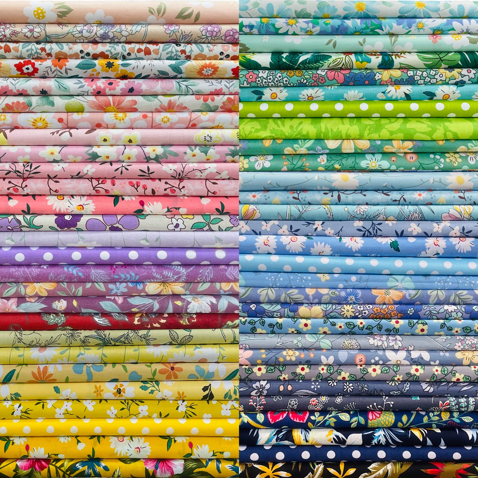 10"x10" 50pcs Cotton Fabric Squares for Sewing Quilting Supplies-Floral | Good q