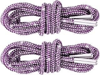 PAGOW 1 Pair Glitter Rhinestone Rope, Bling Crystal Round Shoe Laces, Shiny Drawstring Cords for Sneakers, 47.2in(120cm)