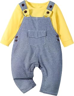 Volunboy Baby Boy Clothes Toddler Long Sleeve Romper Overalls 2Pcs Newborn Bodysuit Infant Dinosaur Suspender Pants Set