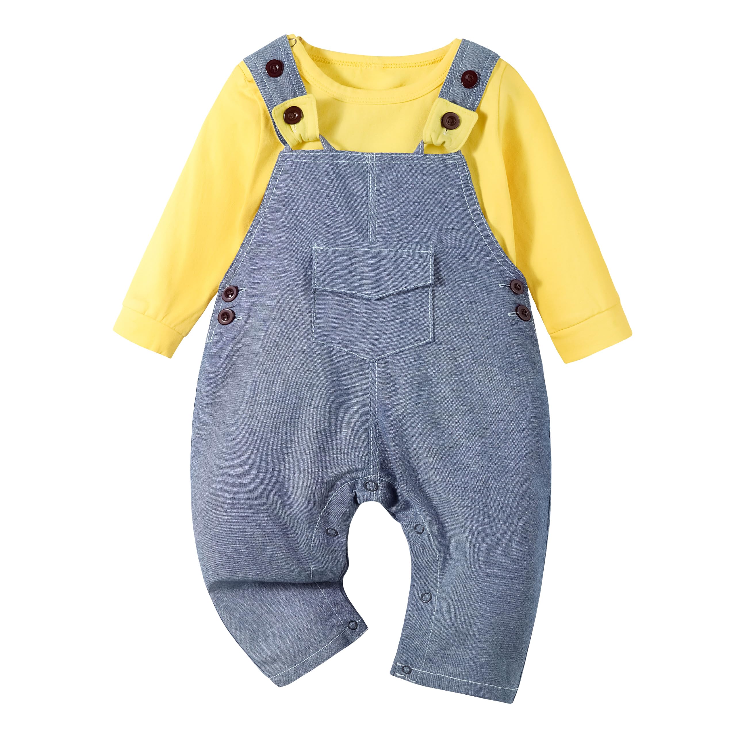 Volunboy Baby Boy Clothes Toddler Long Sleeve Romper Overalls 2Pcs Newborn Bodys