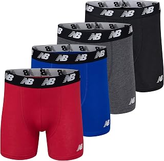 New Balance Men's 5 No Fly Cotton Performance Boxer Briefs (3-Pack Or 4-Pack) Retro Shorts (Pack of 3)