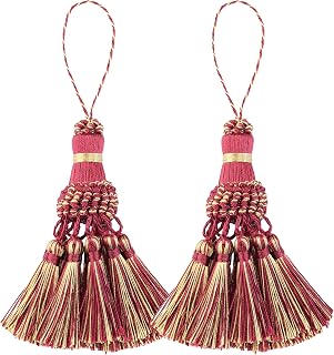 1 Pair Colorful Key Tassels DIY Accessories Curtain Home Decor (Red)