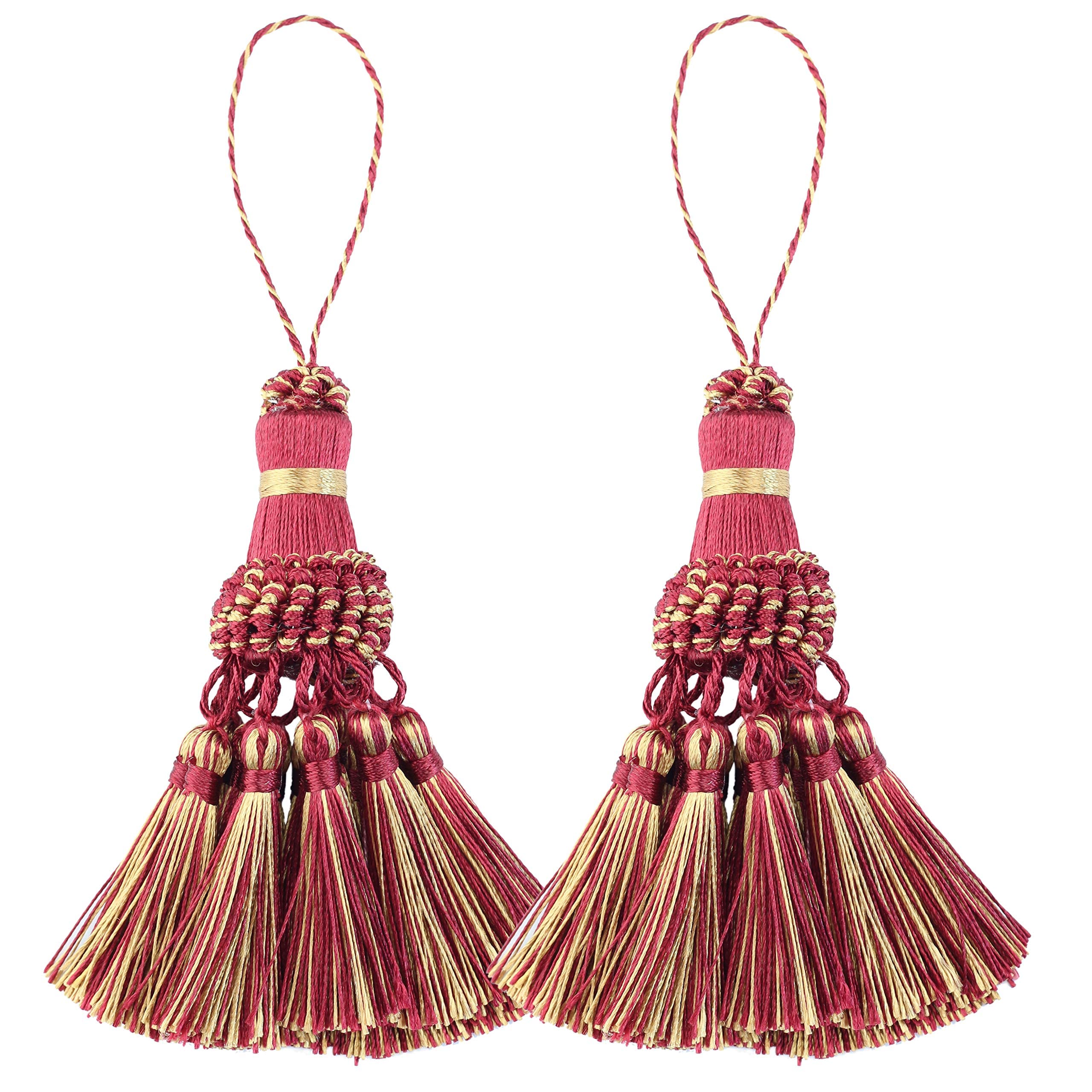 1 Pair Colorful Key Tassels DIY Accessories Curtain Home Decor (Red)
