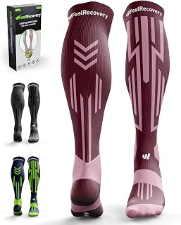 Sports Compression Socks Men & Women (1 Pair) - Calf Compression Sleeves Running, Football, Ski - Sports Stockings Athletics & Recovery - Long Socks Breathable Merino Wool