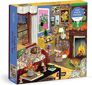 Galison Fall is in the Air Puzzle – 500 Piece Autumn Jigsaw Puzzle with Cozy Fall Living Room Imagery