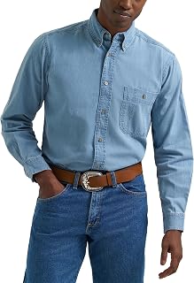 Wrangler メンズ デニム ボタンダウンシャツ