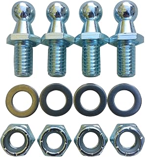 (4 Pack) 10mm Ball Studs with Hardware - 5/16-18 Thread x 1/2" Long Shank - Gas Lift Support Strut Fitting