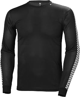 Helly Hansen Men's Lifa Stripe Crew Lightweight Breathable Moisture Wicking Thermal Baselayer, 998 Black - Medium