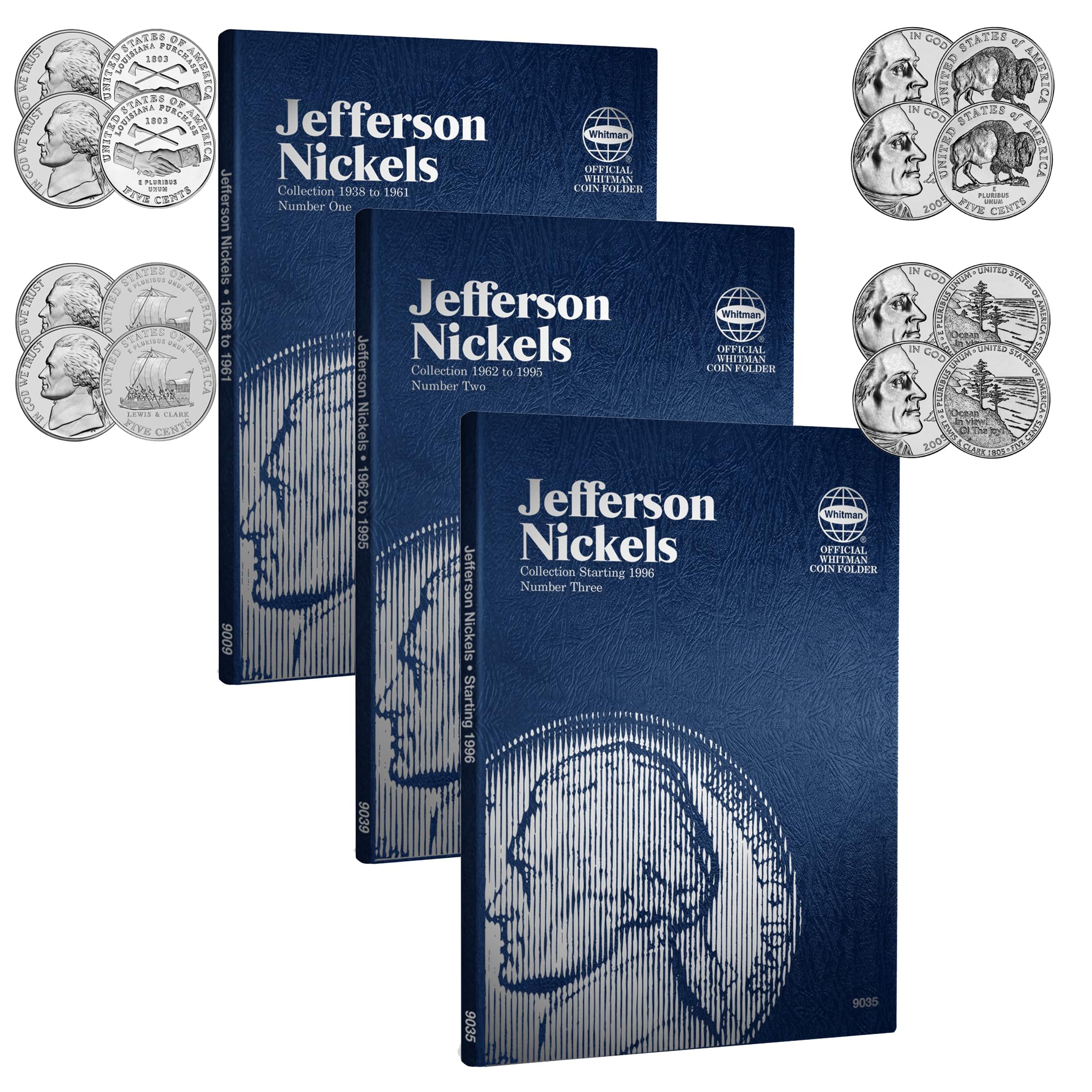 1938 - to Present - Whitman Jefferson Nickel 3 Book Set with 2004 and 2005 P, D 