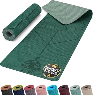 Yogii Yoga Mat - Non-Slip 6mm Thick TPE & Travel-friendly Yoga Mat - Perfect for Home & Gym Exercise Fitness & Pilates - With Laser Alignment Guides for Men & Women