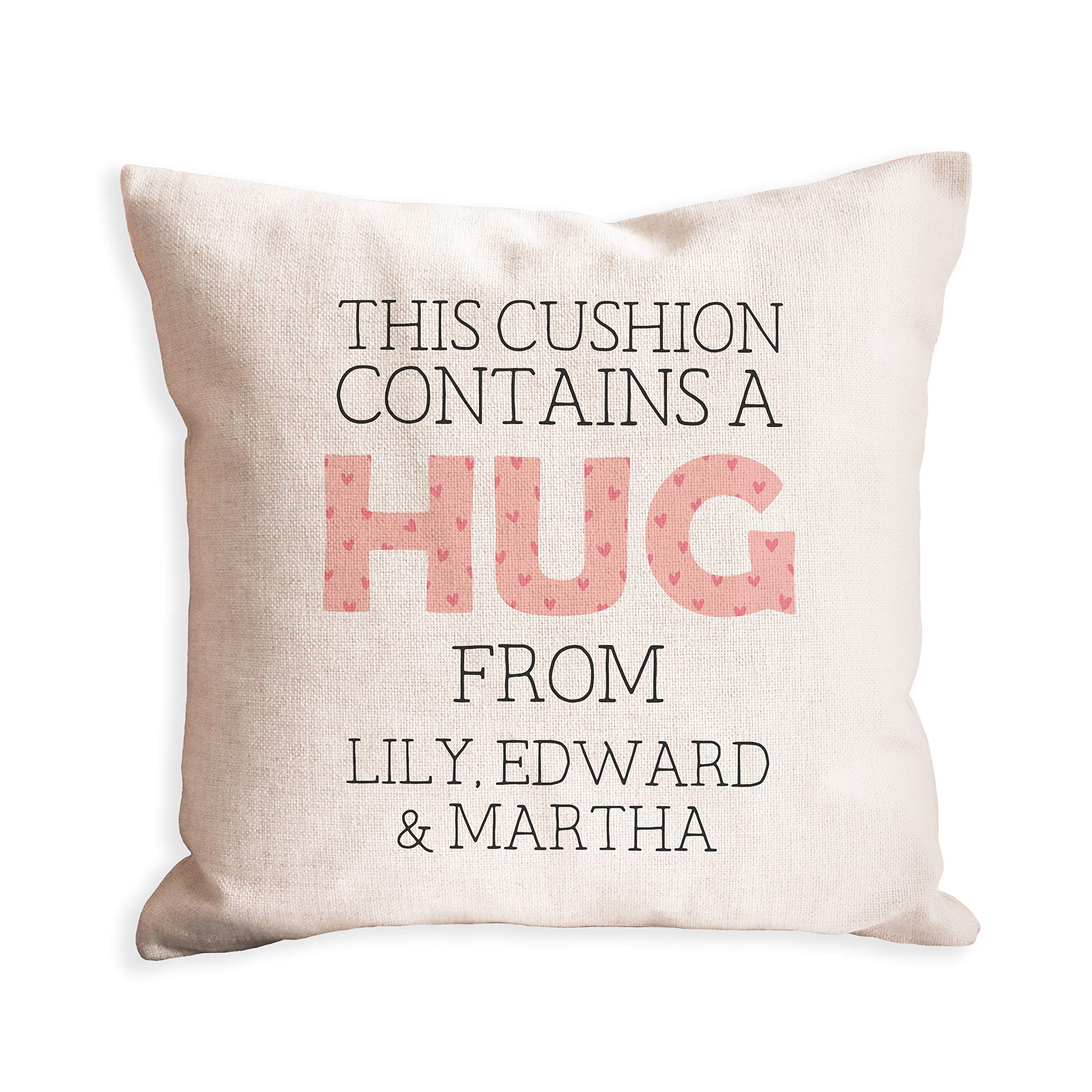 Manta Makes Personalised cushion contains a hug from peach | gift for mothers da