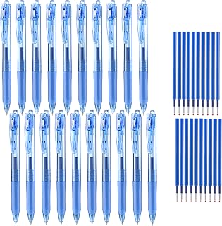Aozora Blue Gel Pens Fine Point Smooth Writing Pen 40 Pack Retractable Blue Gel Ink Pen with Soft Grip 0.5mm Quick Dry Office School Supplies(20 Pens with 20 Refills)