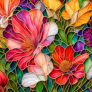 DIAMOND ART CLUB Stained Glass Flower Diamond Art Kits for Adults | Premium Diamond Painting Kit, Fun DIY Crafts for Adults, Round Diamond Art Canvas, 13" x 13" (32.8 x 32.8 cm)