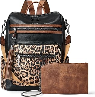 Vegan Leather Backpack Purse for Women with Adjustable Shoulder Bag
