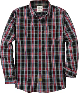 Dubinik® Mens Long Sleeve Button Down Shirts Plaid Casual Work Cotton Vintage Soft with Pocket Regular Fit