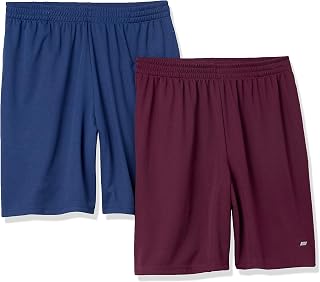 Amazon Essentials Men's Athletic Basketball Gym Shorts, Breathable Moisture Wicking, Loose-Fit Performance Tech, Pack of 2