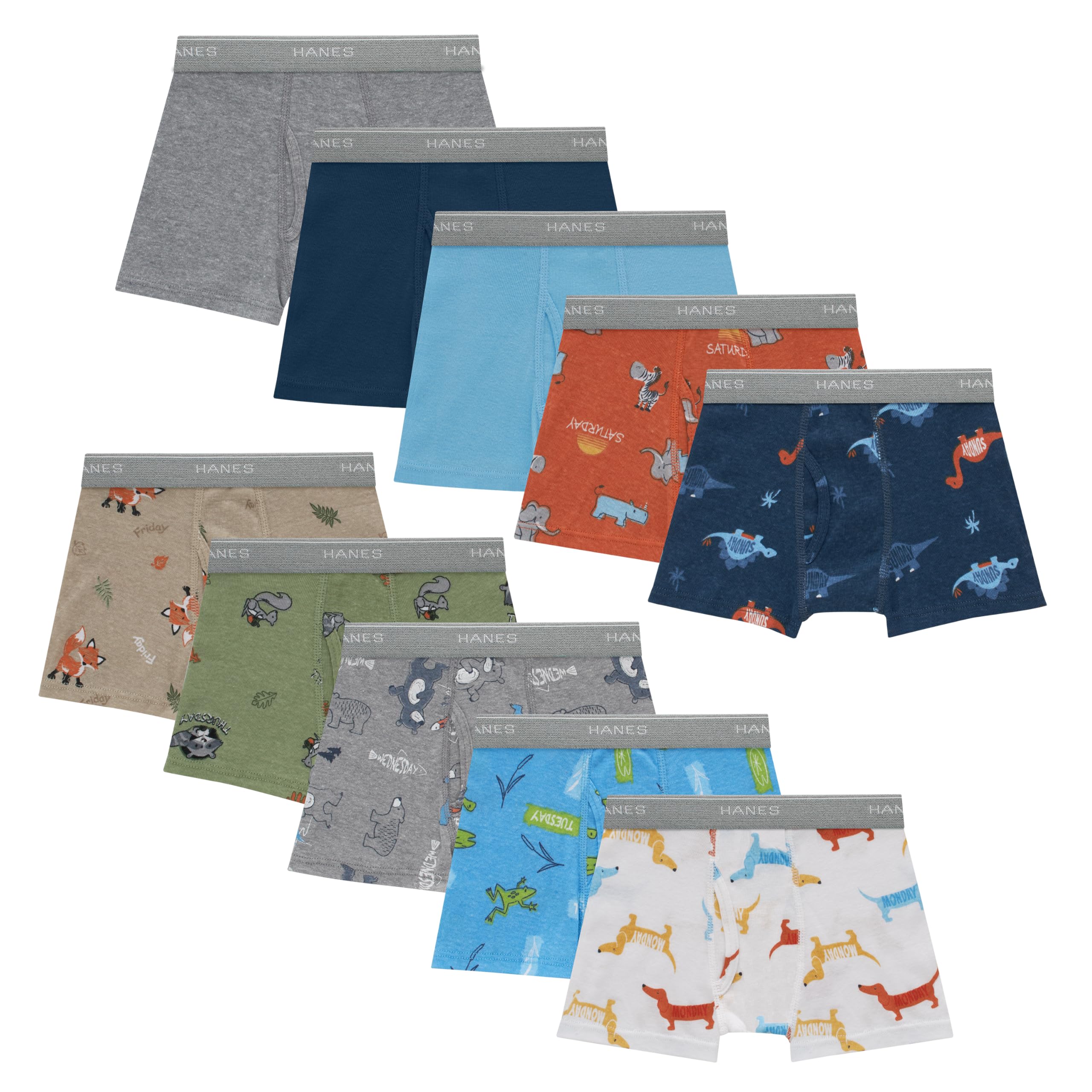 Hanes Boys' Boxer Briefs, Moisture-wicking Underwear for Boys & Toddlers, Assort