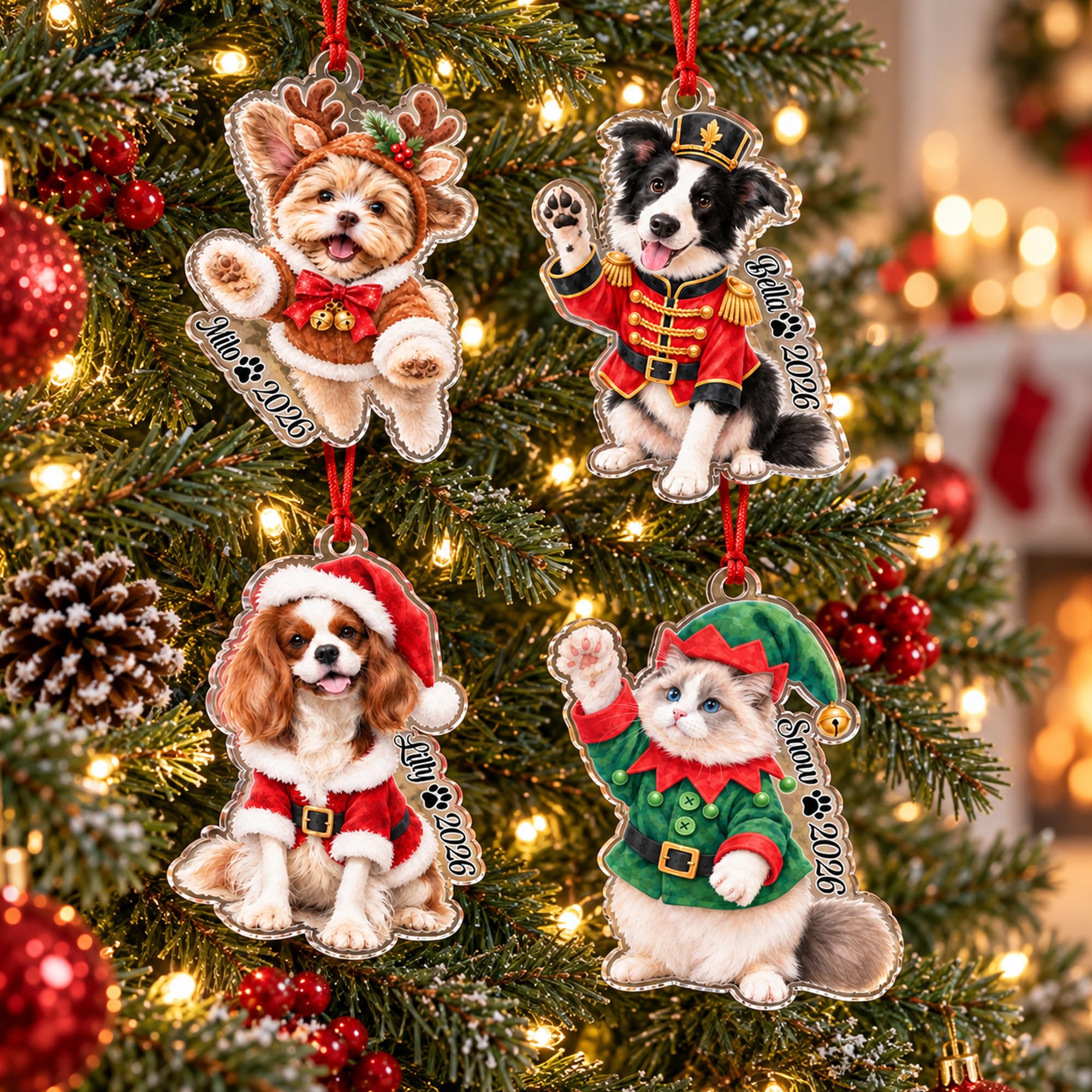 Personalized Pet Portrait Christmas Ornament