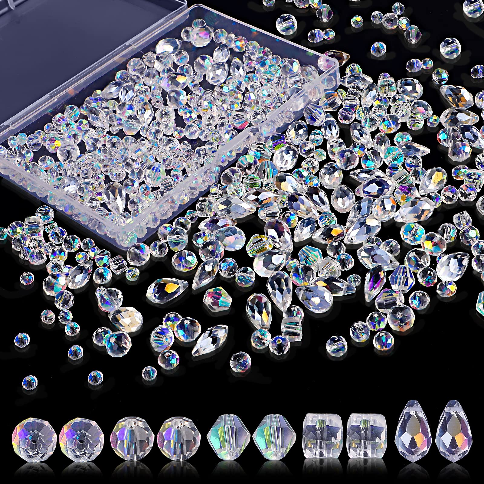 Crystal Glass Beads for Jewelry Making, Faceted Beads for Suncatchers | 600 Pcs 