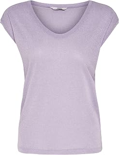 ONLY Onlsilvery S/S V Neck Lurex Top Jrs Noos T-Shirt for Women