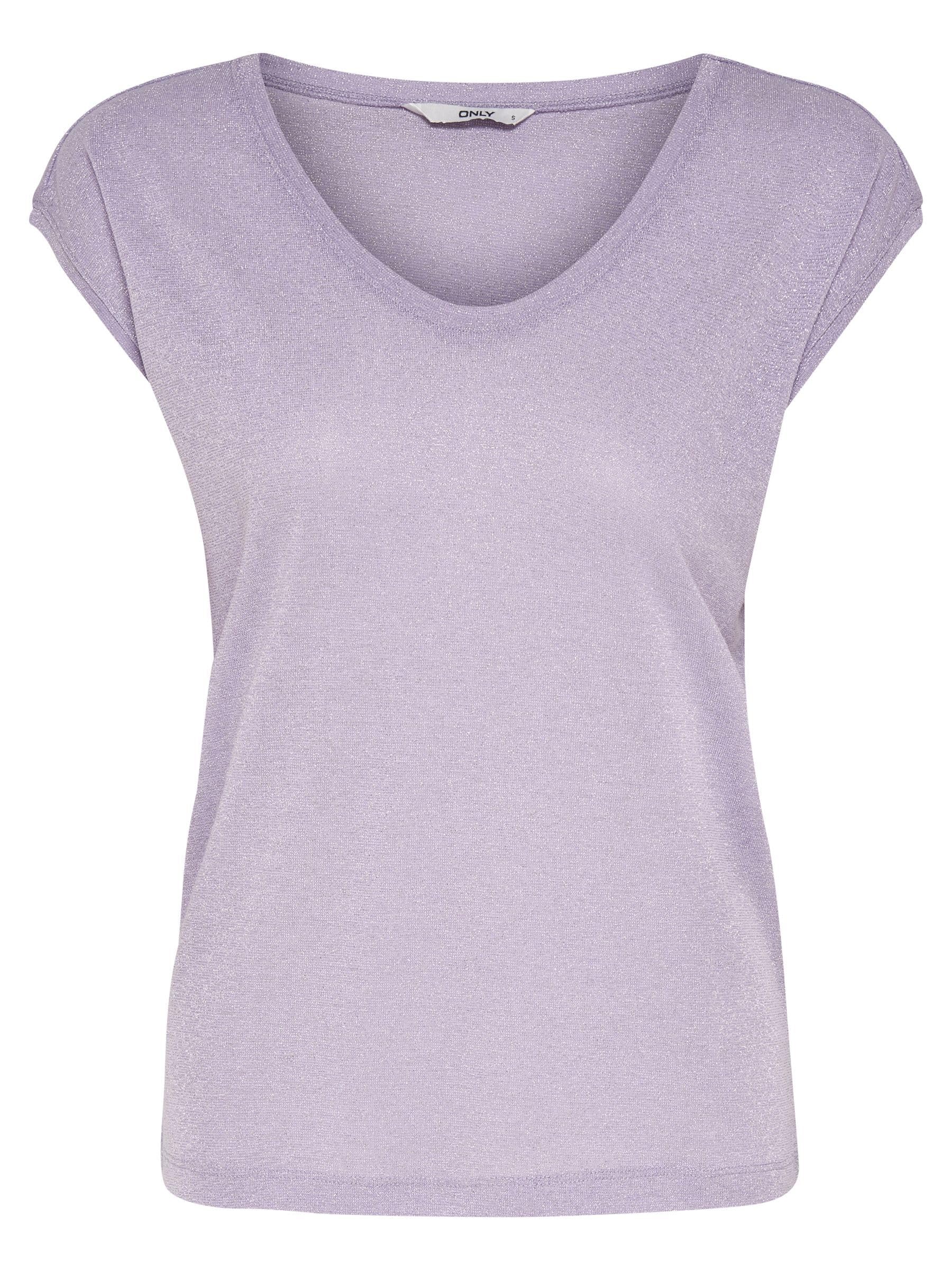 ONLY Onlsilvery S/S V Neck Lurex Top Jrs Noos T-Shirt for Women