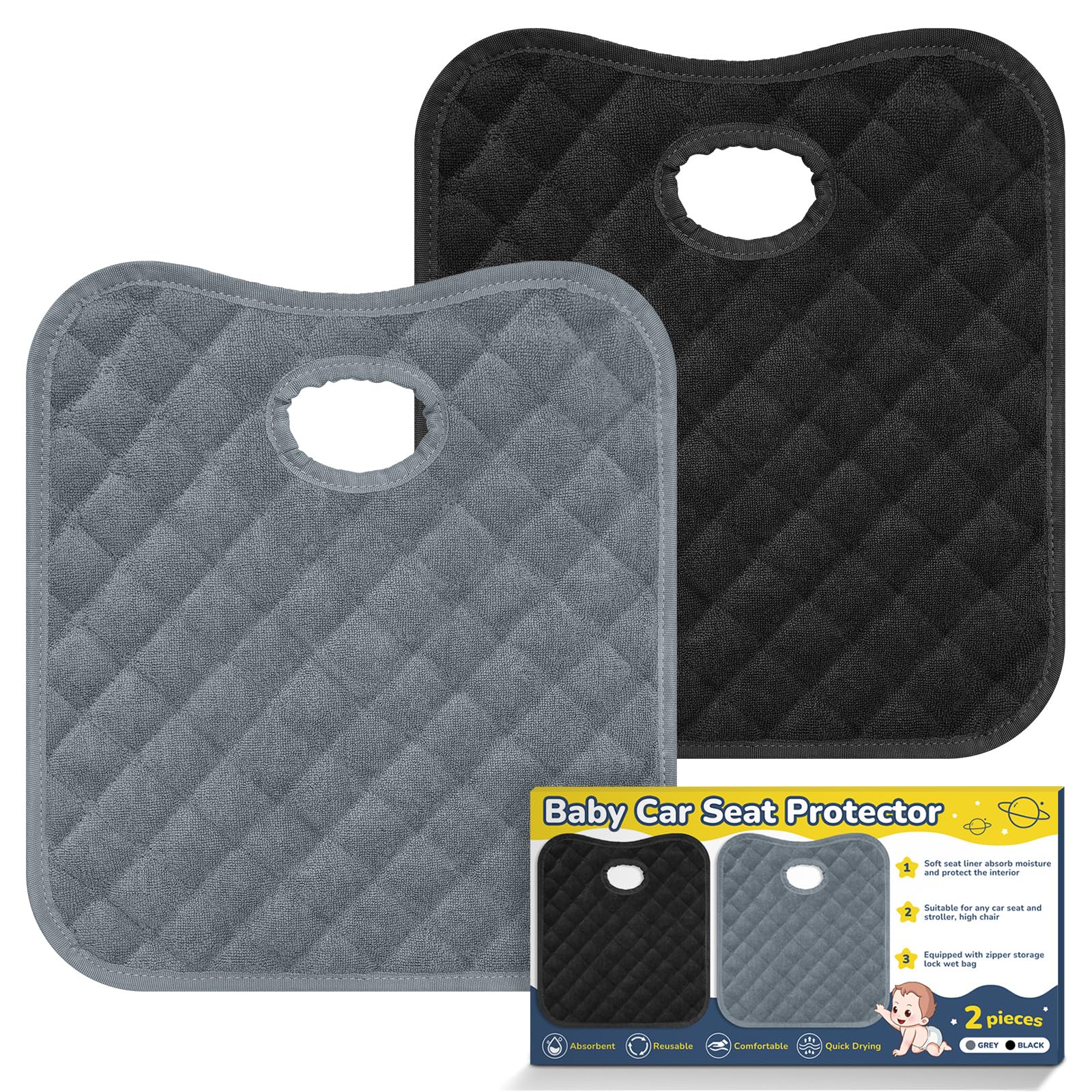 2PCS Waterproof Baby Car Seat Protectors, Car Seat Protector Potty Training Line