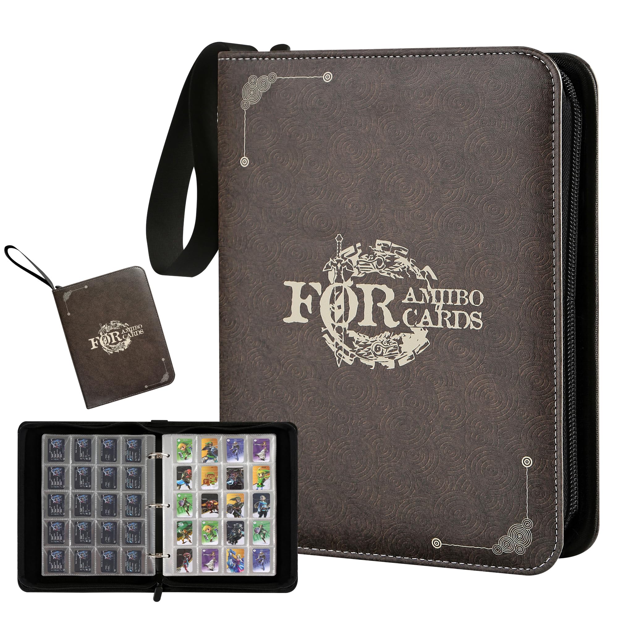 iofeiwak Mini Amiibo Card Display Album, Brown, 0.82x1.22 inch, Faux Leather, Wa