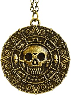 Pirates of the Caribbean Aztec Coin Medallion Skull Charm Necklace
