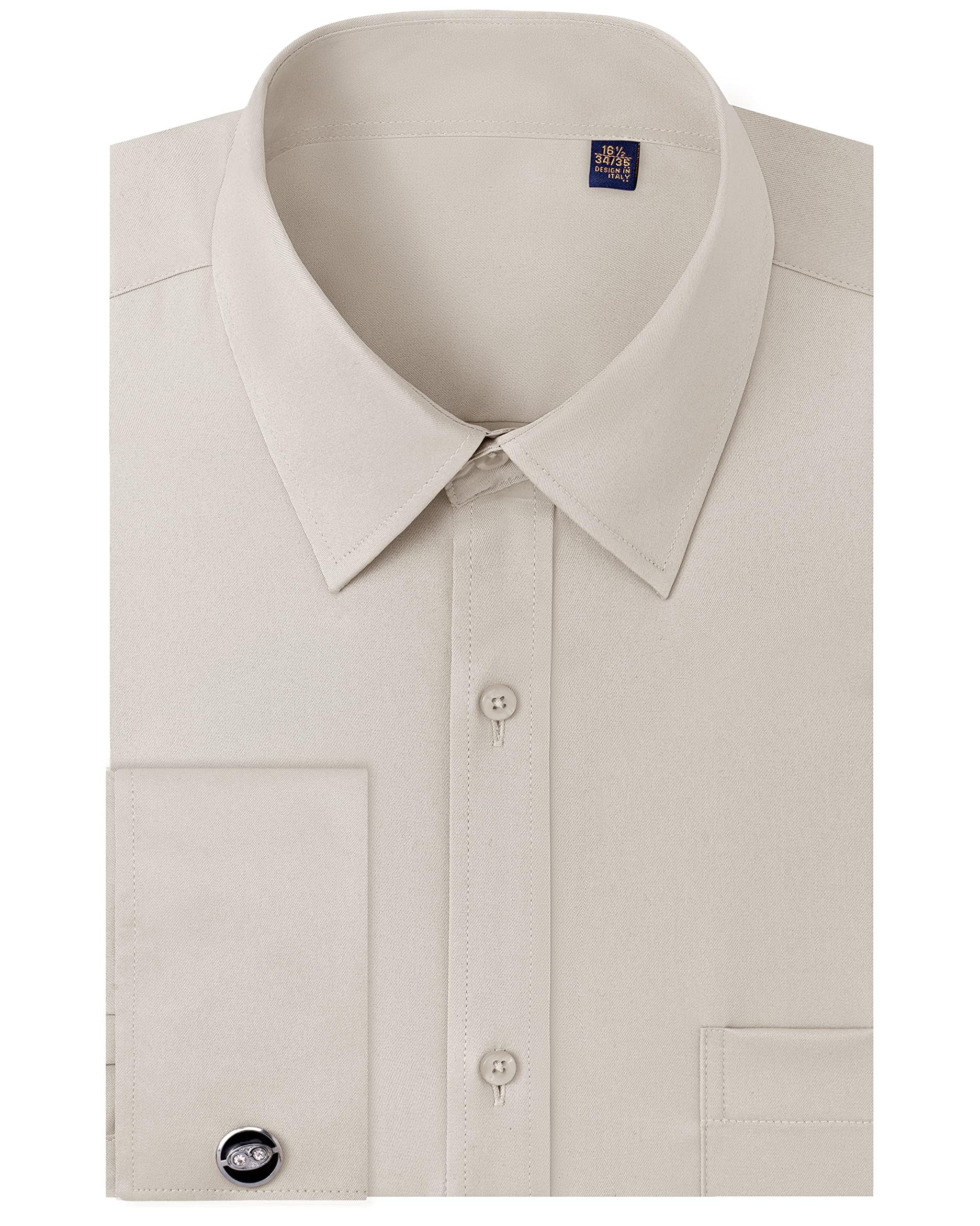 J.VER Camicia da uomo a maniche lunghe con colletto e polsini alla francese, ves
