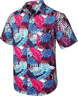 Mens Hawaiian Shirt Short Sleeved Summer Casual Hawaii Shirts for Men Funky Beach Tropical Holiday Aloha with Front Pocket Regular Fit