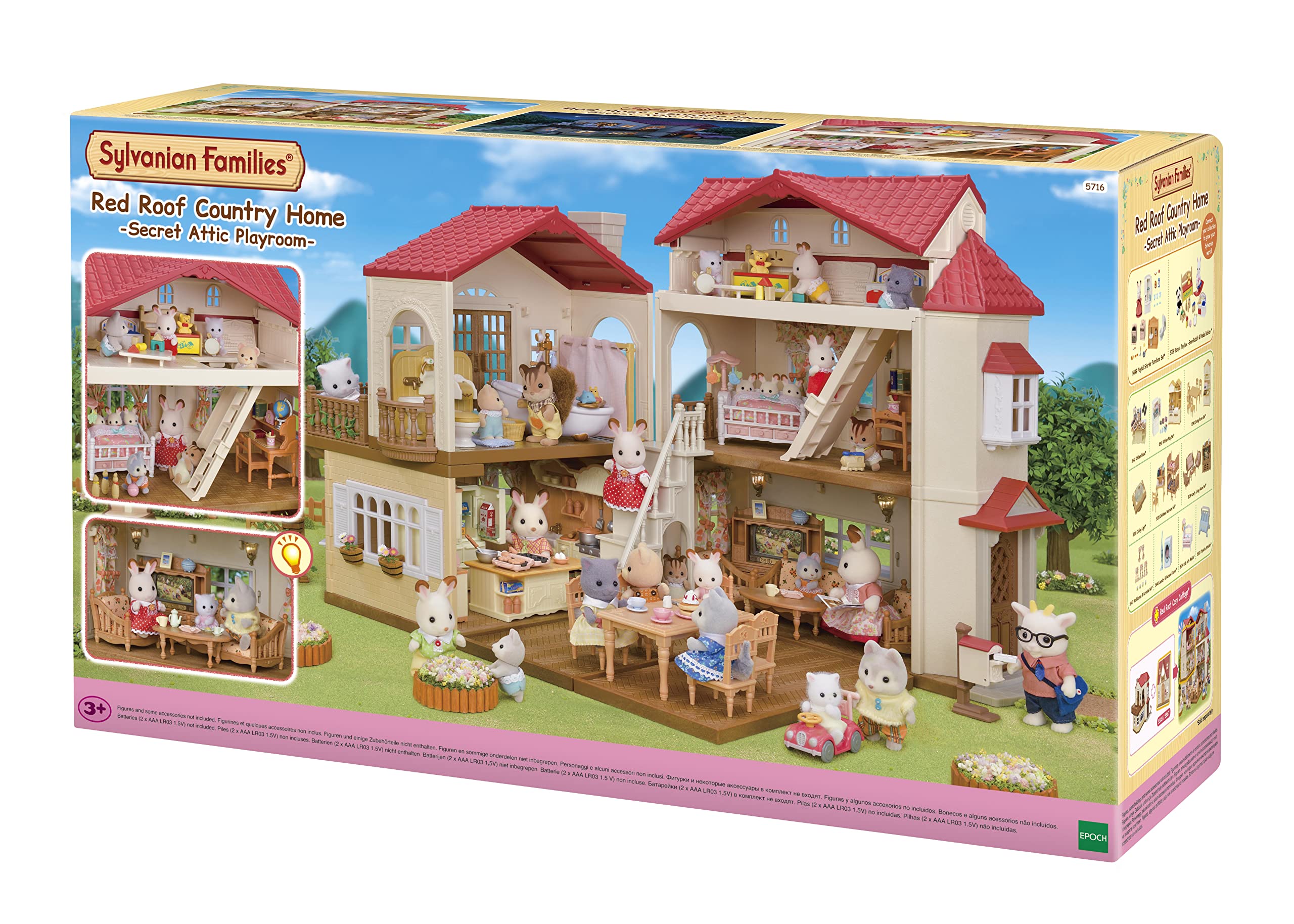 Sylvanian Families 5716 Red Roof Country Home -Secret Attic Playroom- Dollhouse 