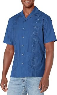 Cubavera Men's Authentic Cuban Style Four-Pocket Embroidered Short-Sleeve Guayabera Shirt