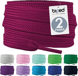 biped LACES Flat Laces (2 Pairs), Polyester Flat Shoelaces, 10 mm Width, Premium Shoe Laces for Trainers, Sports Shoes, Tear-Resistant and Washable z2913