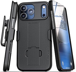 Encased Belt Case for iPhone 18 Pro with Holster Clip, Black | DuraClip Series, Slim Profile, Phone Kickstand, Rubberized Finish