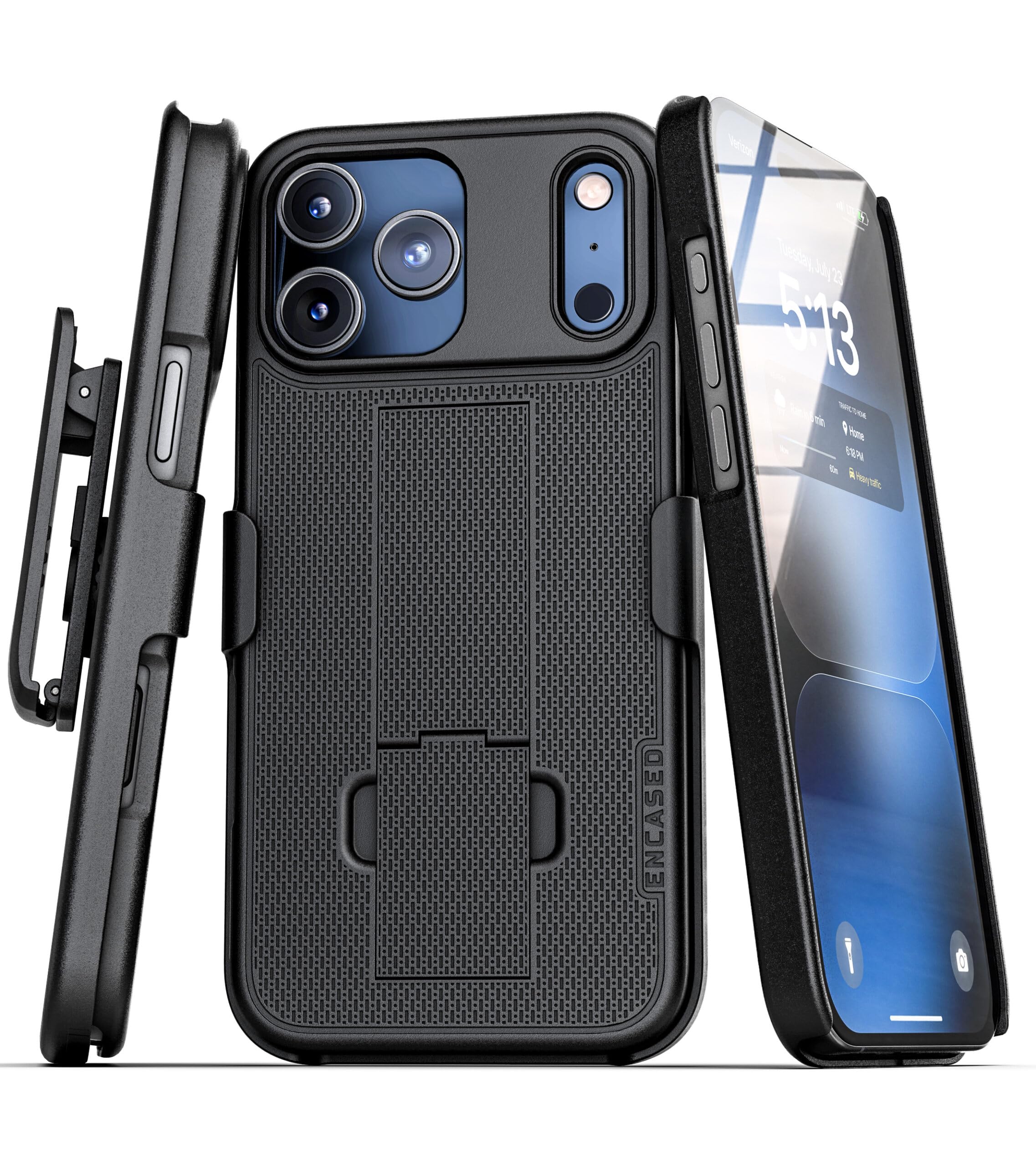 Encased Belt Case for iPhone 18 Pro with Holster Clip, Black | DuraClip Series, 