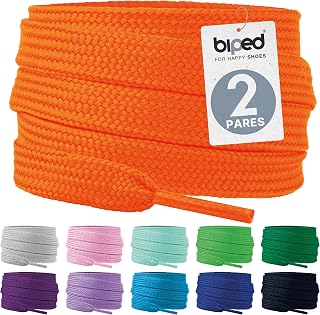 biped LACES Flat Laces (2 Pairs), Polyester Flat Shoelaces, 10 mm Width, Premium Shoe Laces for Trainers, Sports Shoes, Tear-Resistant and Washable z2913