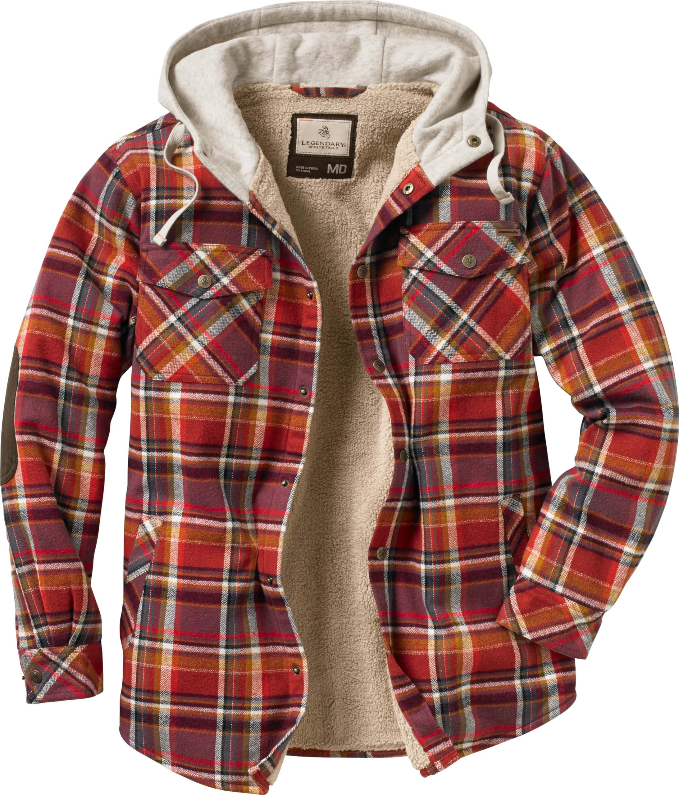Legendary Whitetails Camp Night Berber - Flannel Jacket with Hood Shirt Men
