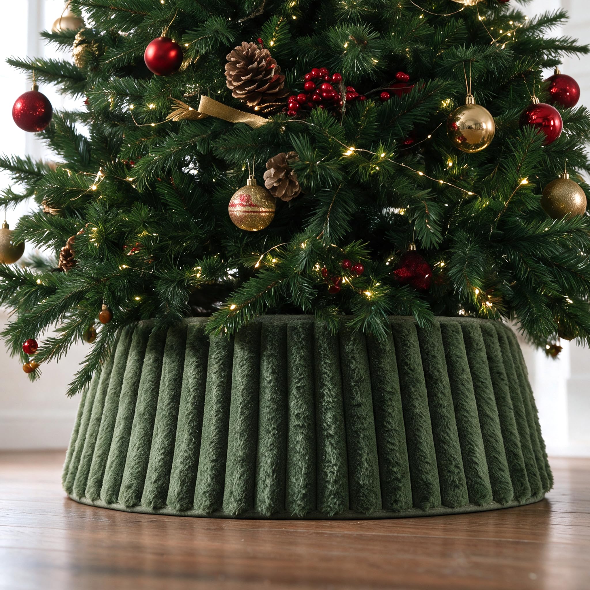 Beautiful Christmas Tree Collar - Modern 29" Velvet Tree Ring | Easy to Set Up C