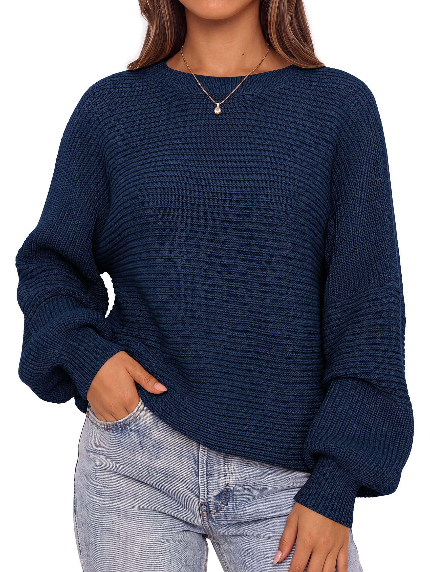 PRETTYGARDEN Maglioni da donna a maniche lunghe a lanterna 2024 autunno casual g