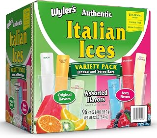 Wyler's Authentic Italian Ice Freezer Pops, Variety Pack, 96 Count | 2 oz Freeze Pops, Fat Free & Gluten Free Frozen Dessert, Fruit Flavored Ice, Summer Treats, Family Snacks, Freezer Ready